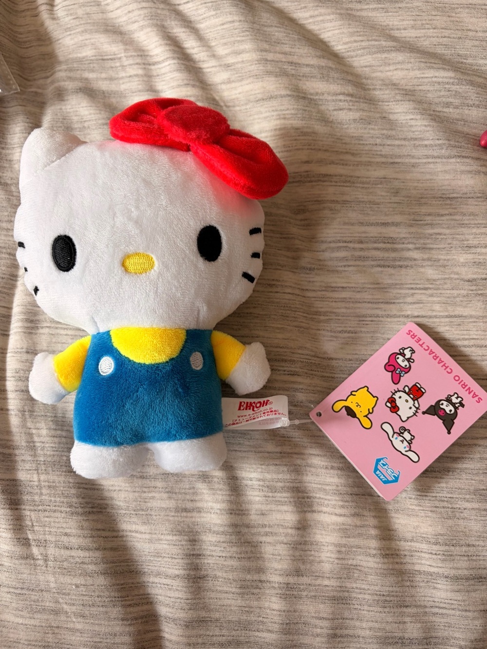 Sanrio Hello Kitty Plush with Red Bow and Blue Outfit